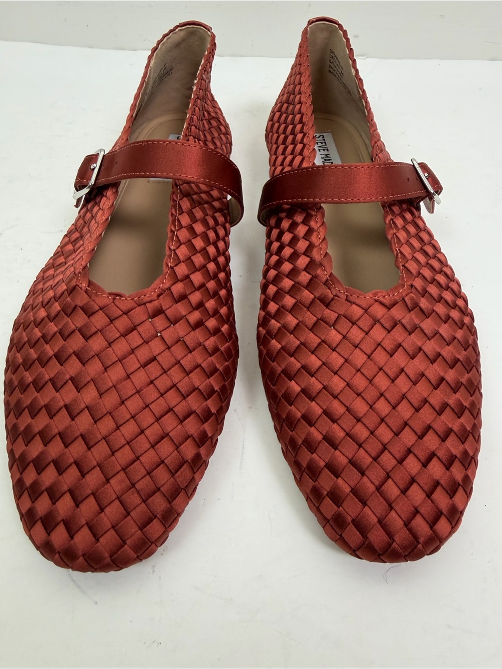 NEW Steve Madden Dreaming Mary Jane Ballet Flat In Warm Rust Satin Size 9 - Picture 3 of 13